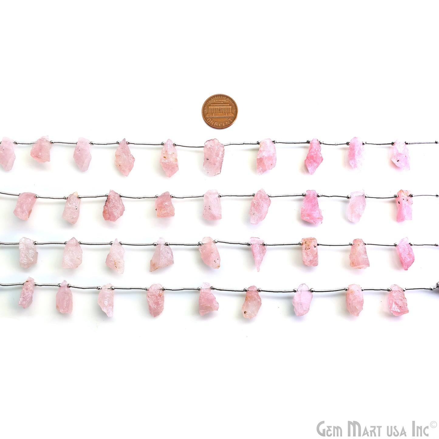 Rose Quartz Rough Beads, 9.5 Inch Gemstone Strands, Drilled Strung Briolette Beads, Free Form, 12x20mm