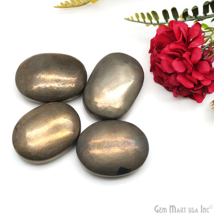 Natural Pyrite Oval Palm Stone Anti-Anxiety Crystals 66x48mm: Abundance & Protection