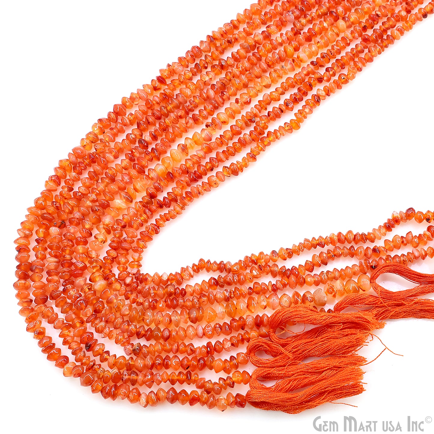 Carnelian Faceted Round Drilled Beads 2-4mm Waist Beads, Rondelle Bead Strand 13 Inch