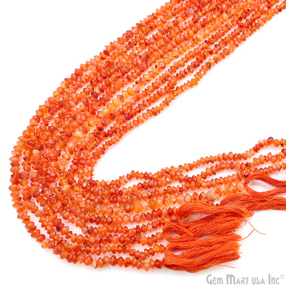 Carnelian Faceted Round Drilled Beads 2-4mm Waist Beads, Rondelle Bead Strand 13 Inch