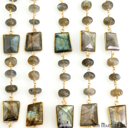 Labradorite Connector Bezel Chain, Connector Chain, Link Chain, Gold Chain, Continuous Connector Chain, 8-9mm, 10-15mm