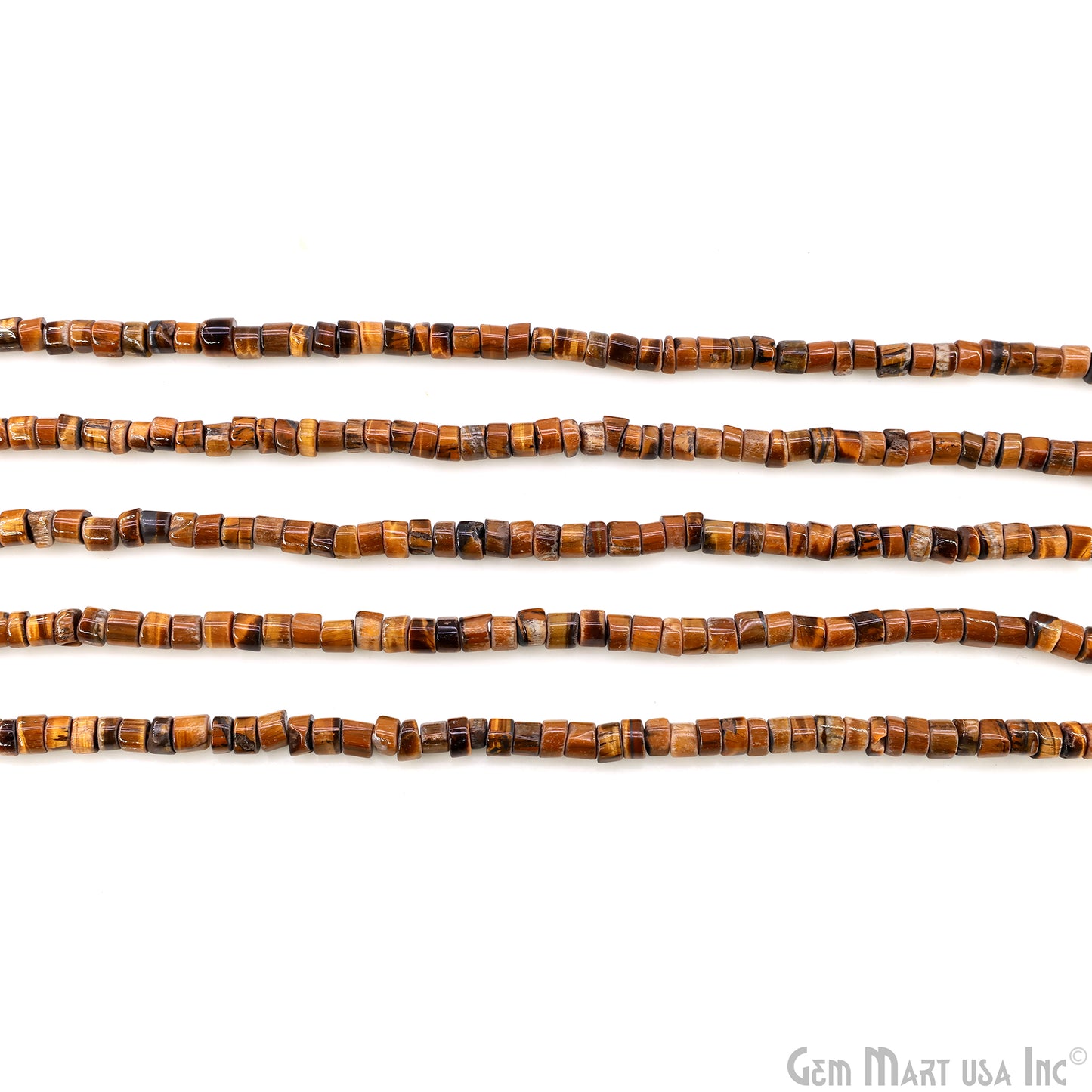 Tiger Eye Smooth Tyre Drilled Beads 5-6mm Waist Beads, Rondelle Bead Strand 14 Inch
