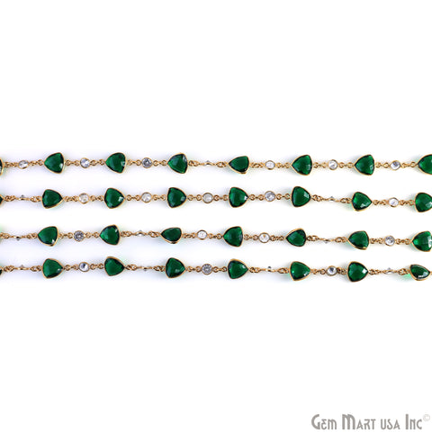 Emerald & Crystal Gold Plated Bezel Link Continuous Connector Chain
