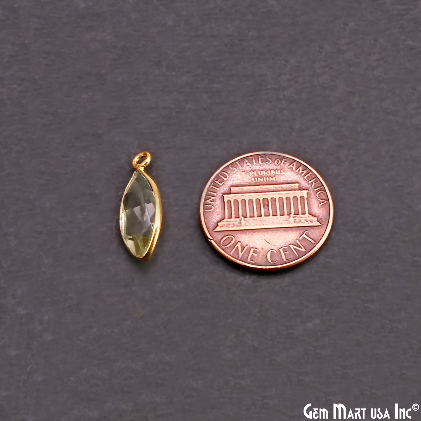 Marquise 7x14mm Brilliant Cut Gold Plated Bezel Single Bail Connector