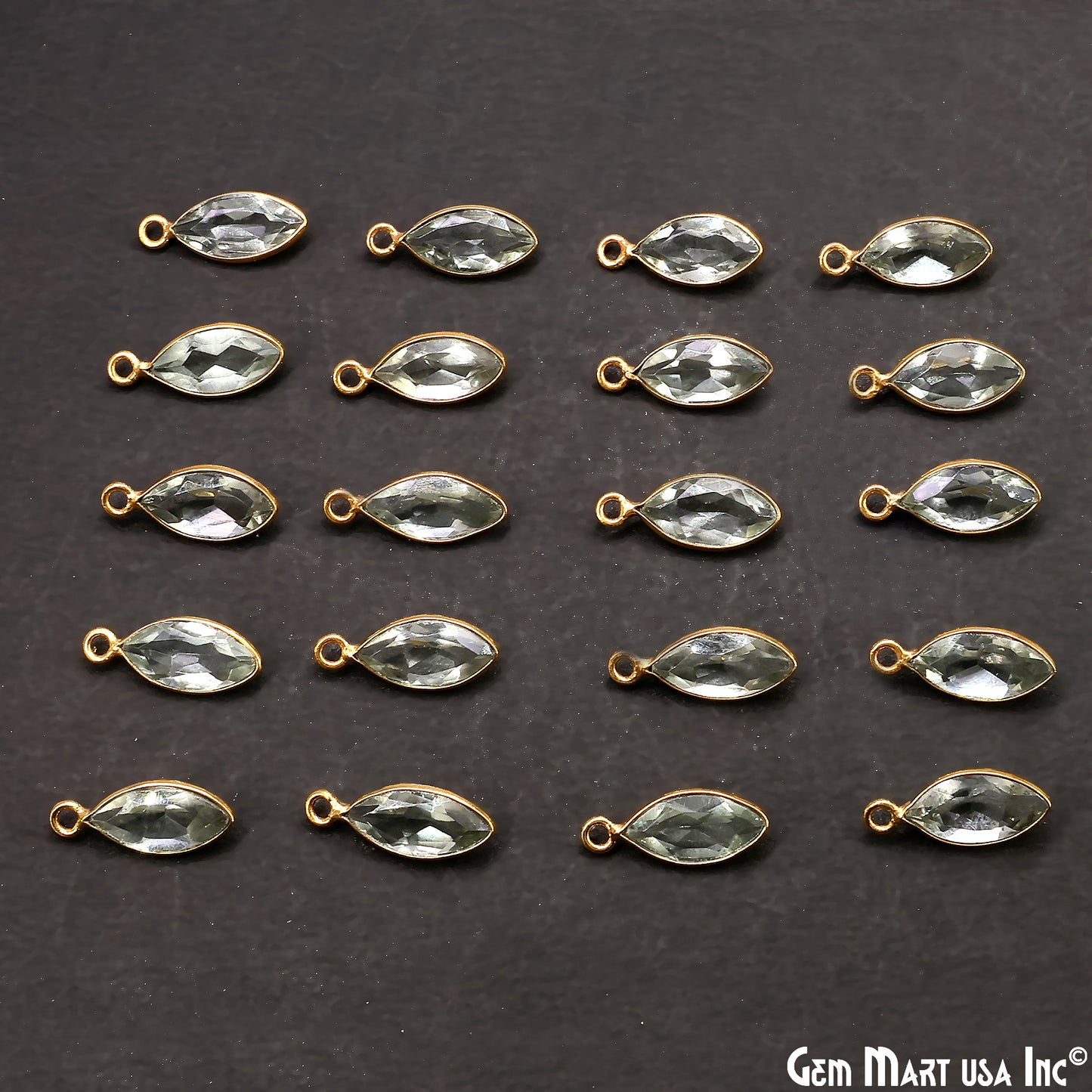 Marquise 6x12mm Brilliant Cut Gold Plated Bezel Single Bail Connector