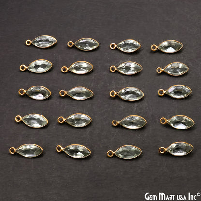 Marquise 6x12mm Brilliant Cut Gold Plated Bezel Single Bail Connector