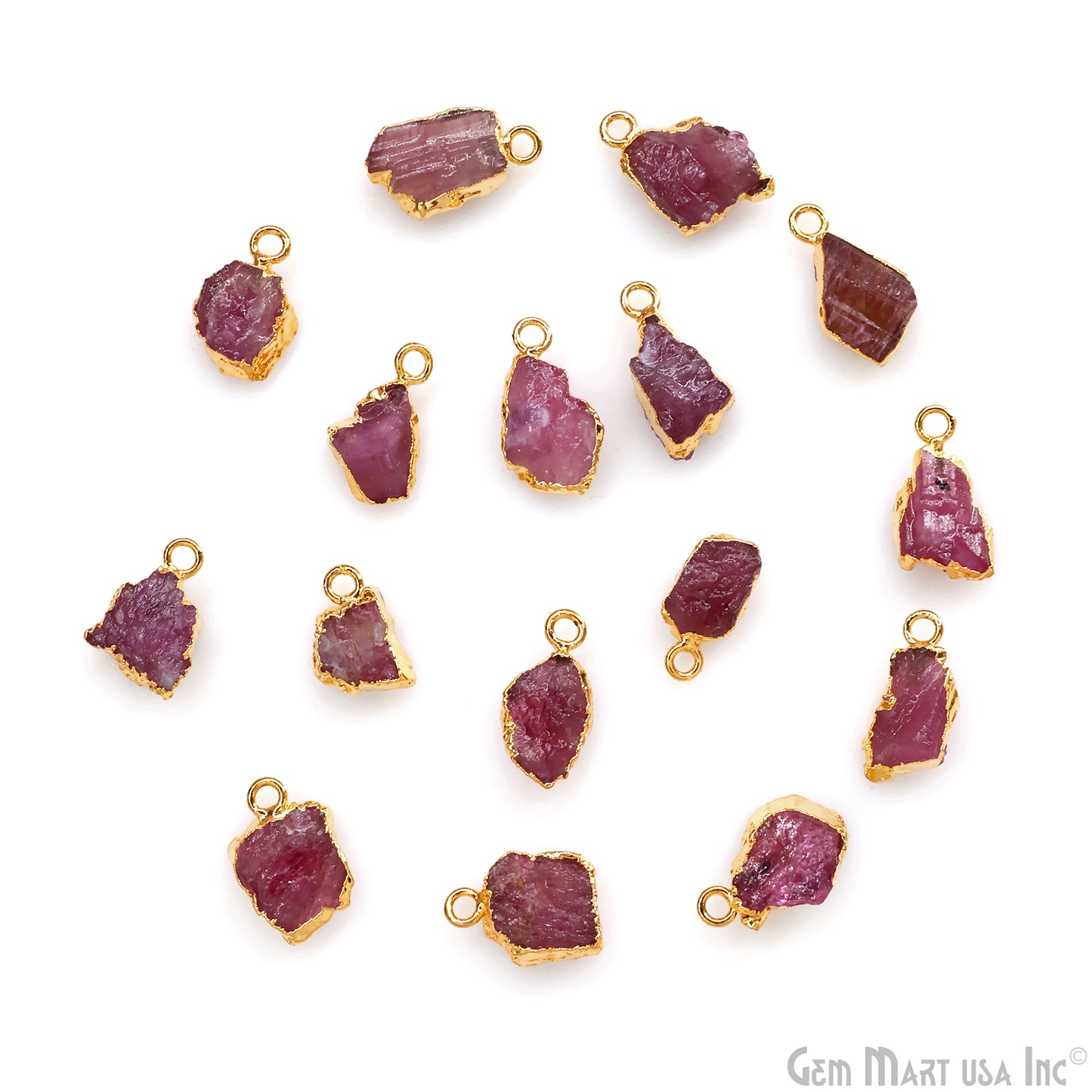 Organic Rough Gold Electroplated 13x7mm Single Bail Gemstone Charm Crystal Pendant