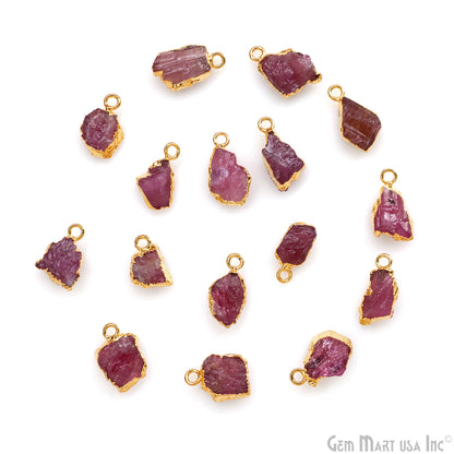 Organic Rough Gold Electroplated 13x7mm Single Bail Gemstone Charm Crystal Pendant