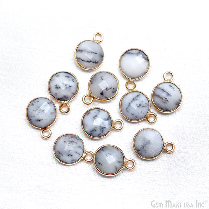 Round 8mm Single Bail Gold Plated Gemstone Bezel Connector