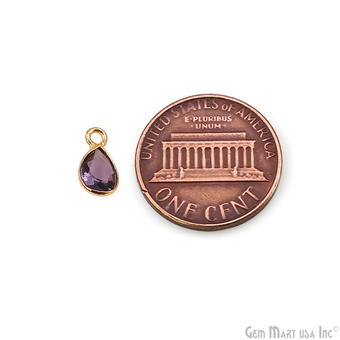 Amethyst Pears 7x5mm Brilliant Cut Gold Plated Bezel Single Bail Gemstone Connector