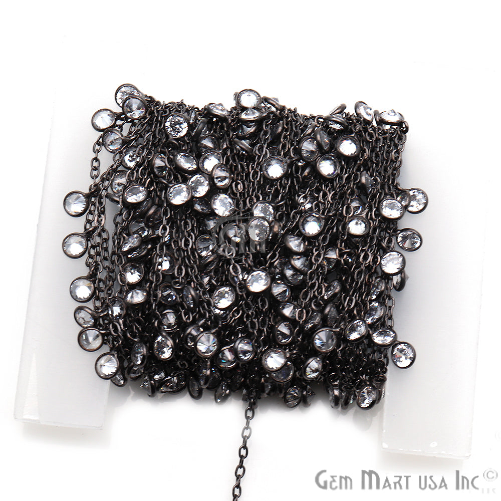 White Zircon Chain, Bezel Dangle Fancy Rosary Chain, Finding Chain, Jewelry Making Chain, Necklace Chain, 1 foot, GemMartUSA