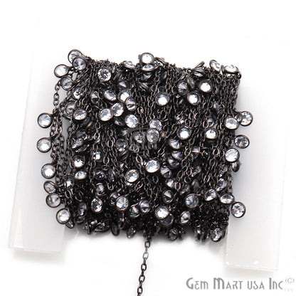 White Zircon Chain, Bezel Dangle Fancy Rosary Chain, Finding Chain, Jewelry Making Chain, Necklace Chain, 1 foot, GemMartUSA