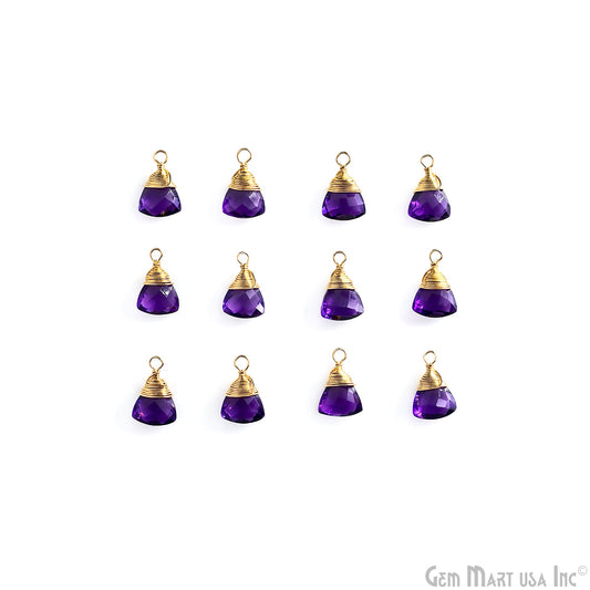 Trillion Shaped 8mm Gold Plated Wire Wrapped Gemstone Connector (Pick Stone) - GemMartUSA