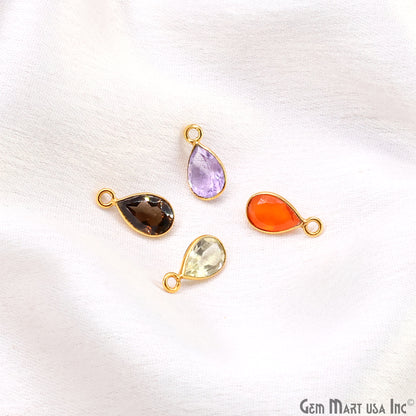 Pears 6x9mm Brilliant Cut Gold Plated Bezel Single Bail Gemstone Connector