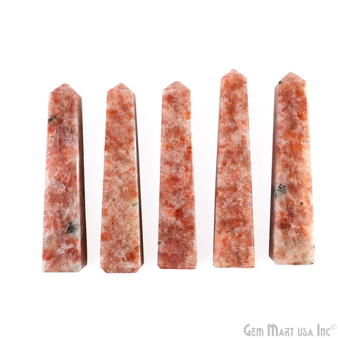 Sunstone Gemstone Rectangle Tower Shape 4Inch Crystal Tower Obelisk Healing Meditation Gemstones