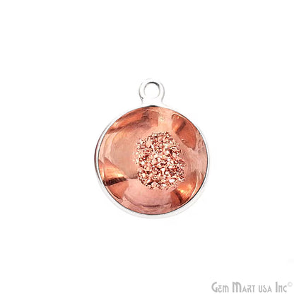 Window Druzy 12mm Round Shape Bezel Cave Druzy Gemstone Connector (Pick Your Color, Bail, Plating)