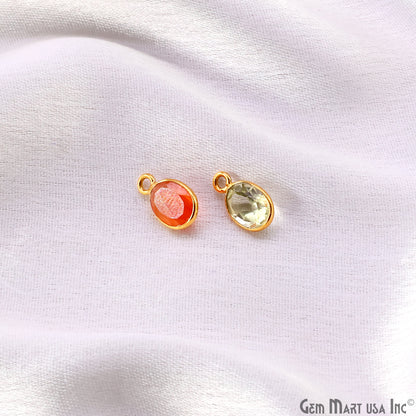 Oval 6x8mm Brilliant Cut Gold Plated Bezel Single Bail Connector