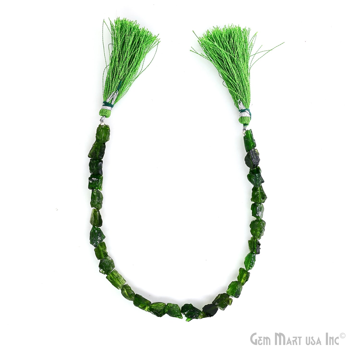 Chrome Diopside Rough Beads, 9 Inch Gemstone Strands, Drilled Strung Briolette Beads, Free Form, 7x5mm