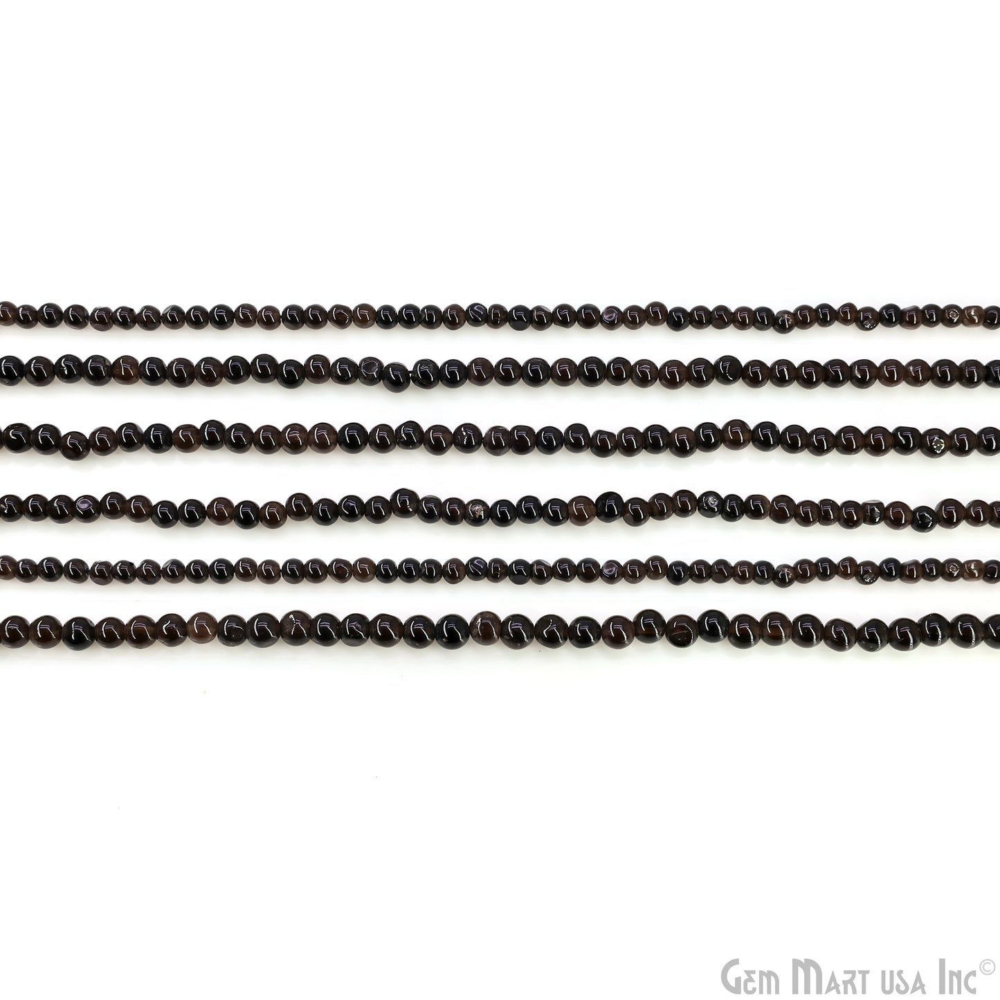 Black Spinel Smooth Round Drilled Beads 3-5mm Waist Beads, Rondelle Bead Strand 13 Inch