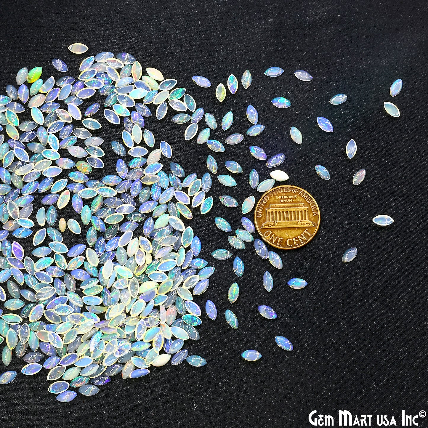 Ethiopian Opal Wholesale Gemstones, 100% Natural Precious Gems, Rainbow Cabochons Loose Gems, 3x6mm, Marquise, 10PC