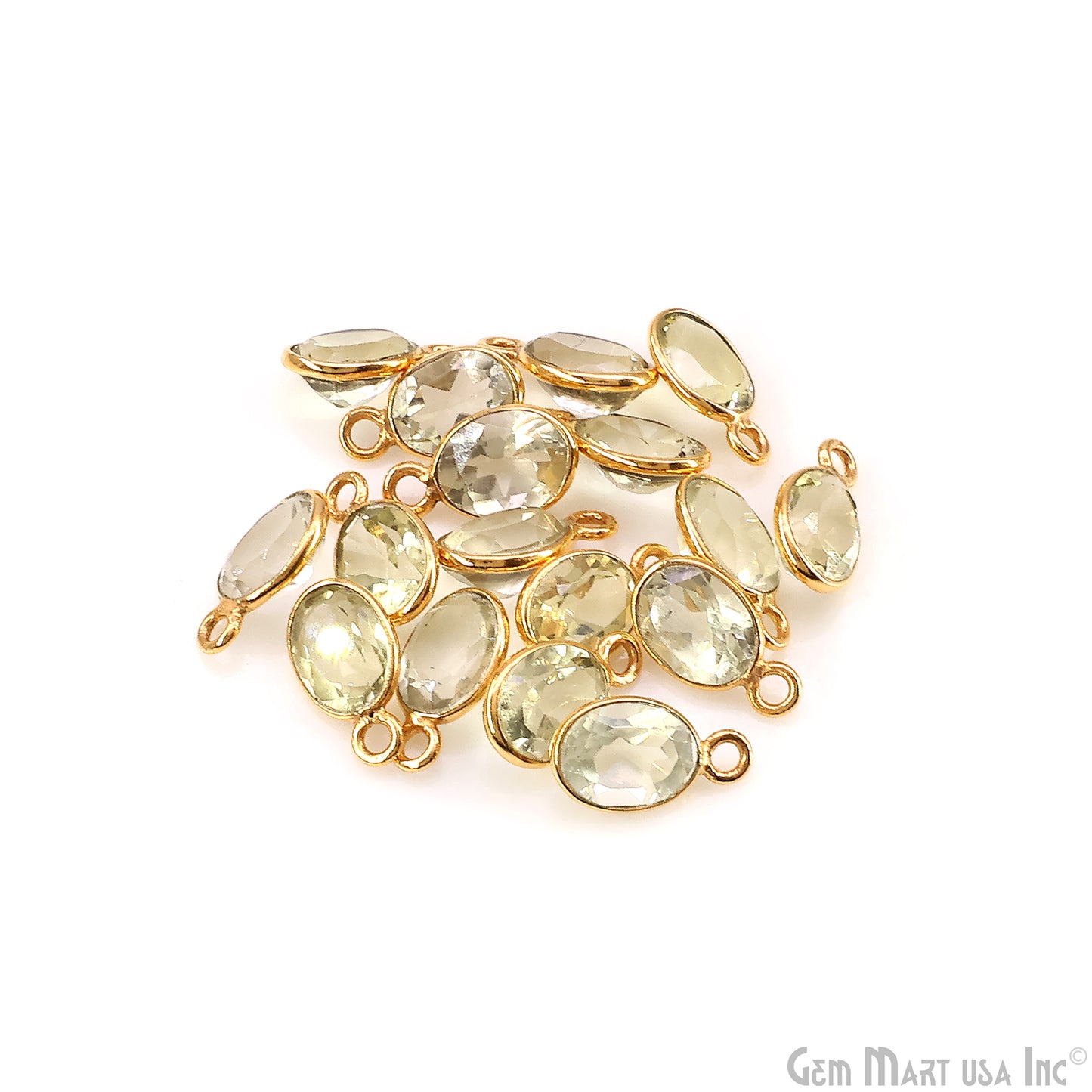 Oval 6x8mm Brilliant Cut Gold Plated Bezel Single Bail Connector