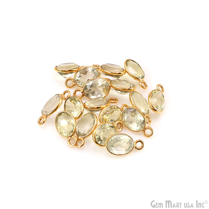 Oval 6x8mm Brilliant Cut Gold Plated Bezel Single Bail Connector