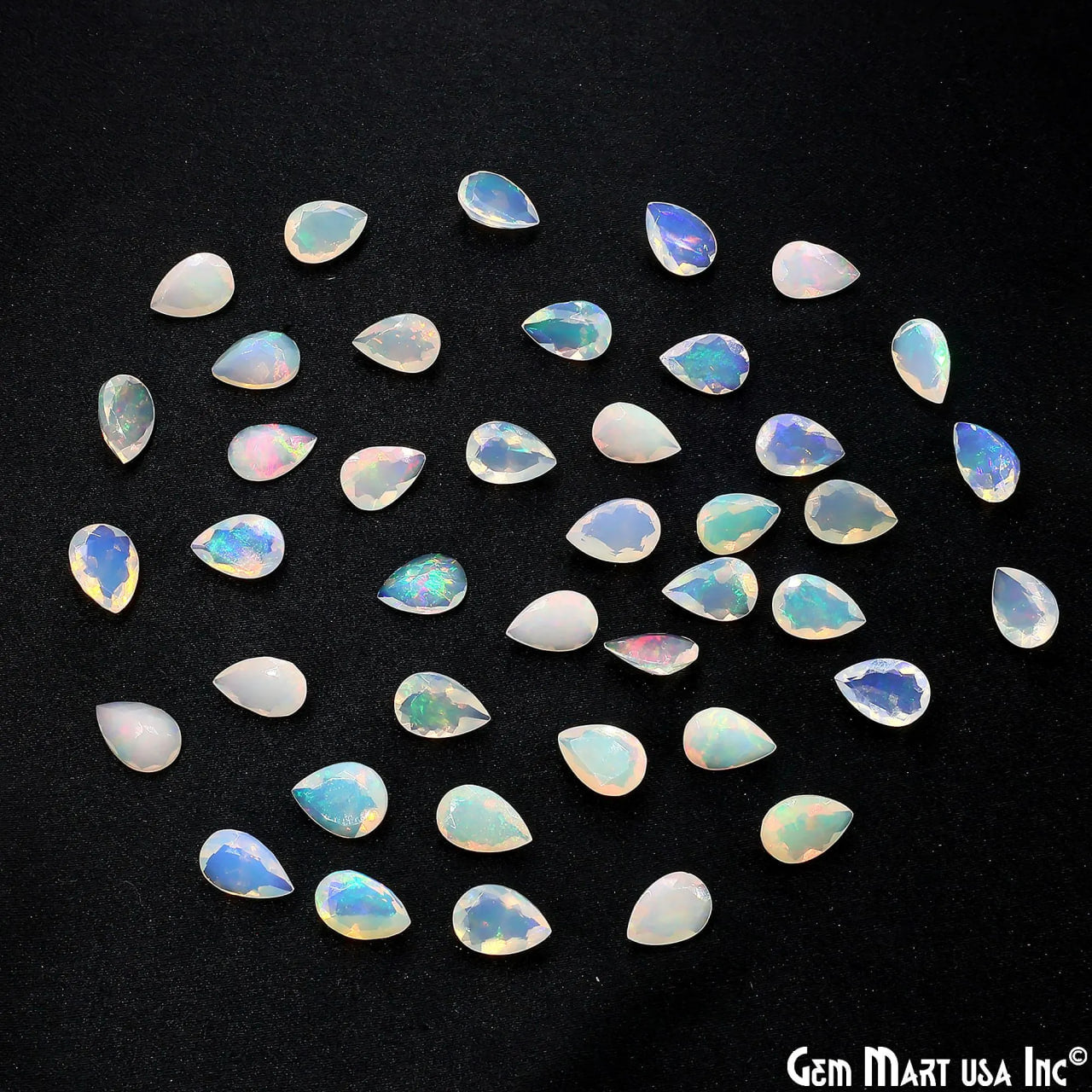 Ethiopian Opal Wholesale Gemstones, 100% Natural Precious Gems, Rainbow Cabochons Loose Gems, 6x9mm, Pears, 4PC
