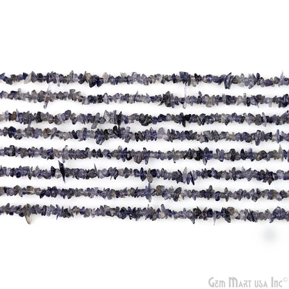 Iolite Chip Beads, 34 Inch, Natural Chip Strands, Drilled Strung Nugget Beads, 3-7mm, Polished, GemMartUSA (CHIO-70001)