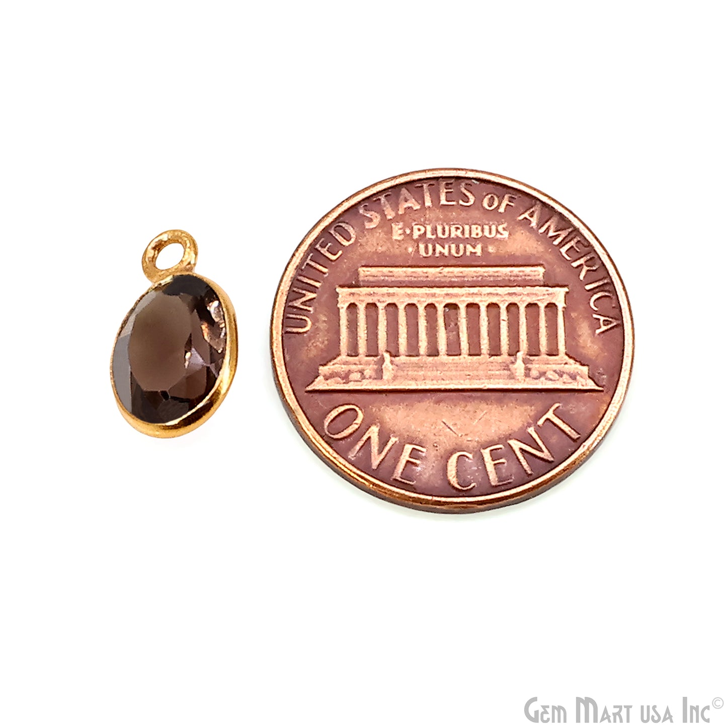 Oval 7x9mm Brilliant Cut Gold Plated Bezel Single Bail Connector