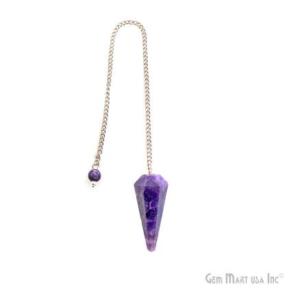 Gemstone Pendulum Silver Healing Dowsing Pointed Pendant 48x19MM