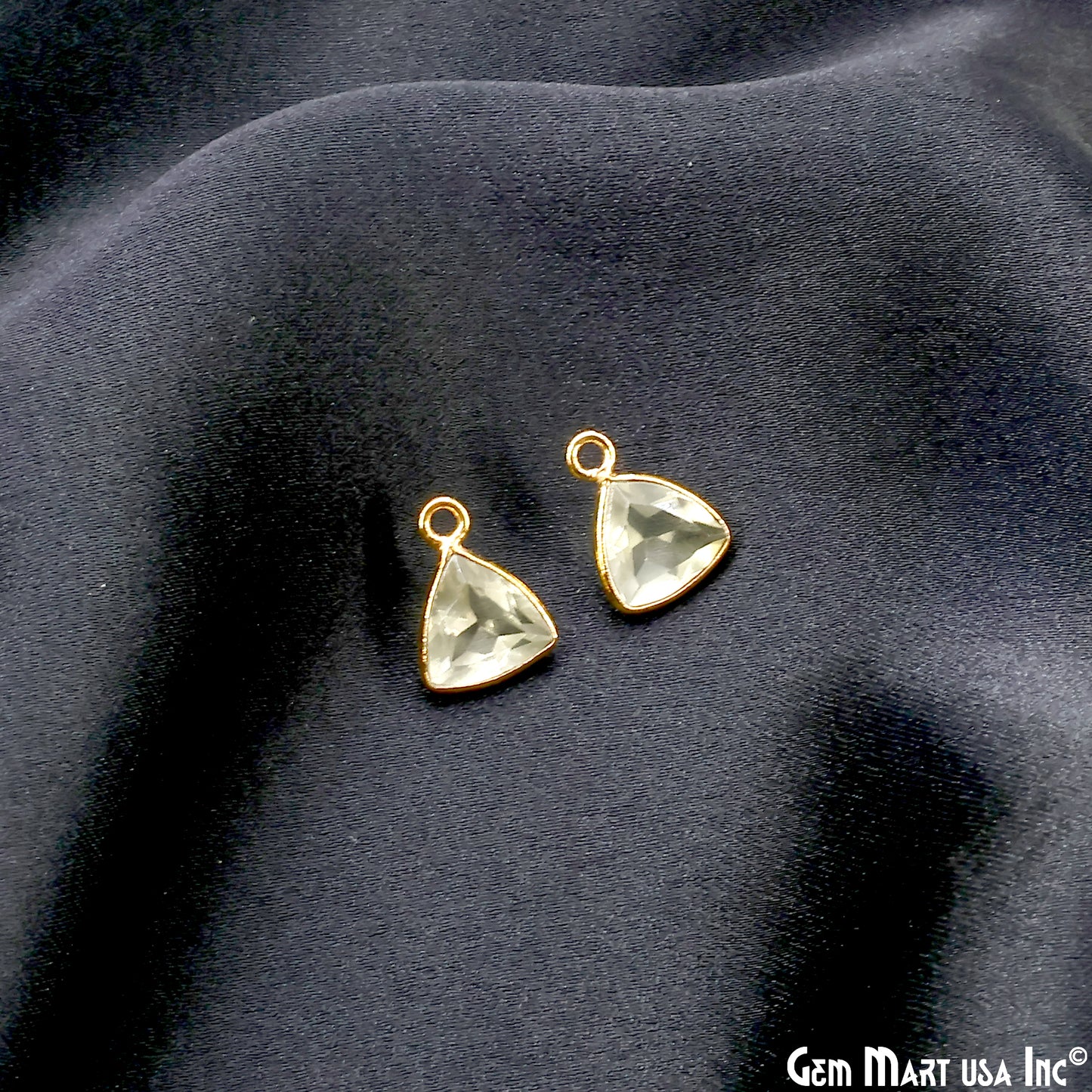 Trillion 8mm Brilliant Cut Gold Plated Bezel Single Bail Gemstone Connector