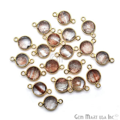 Round 8mm Gold Plated Double Bail Gemstone Connectors