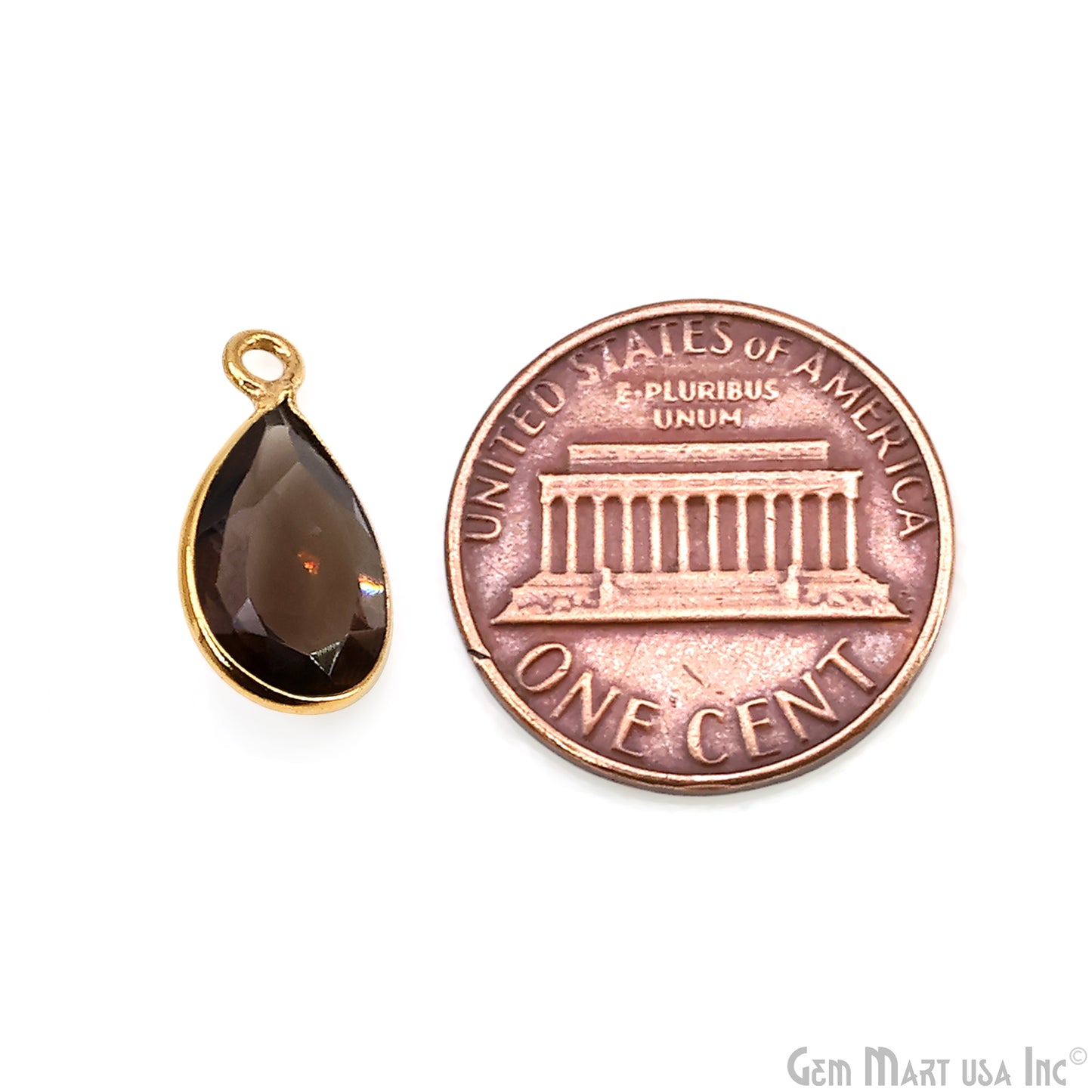 Pears 8x12mm Brilliant Cut Gold Plated Bezel Single Bail Gemstone Connector