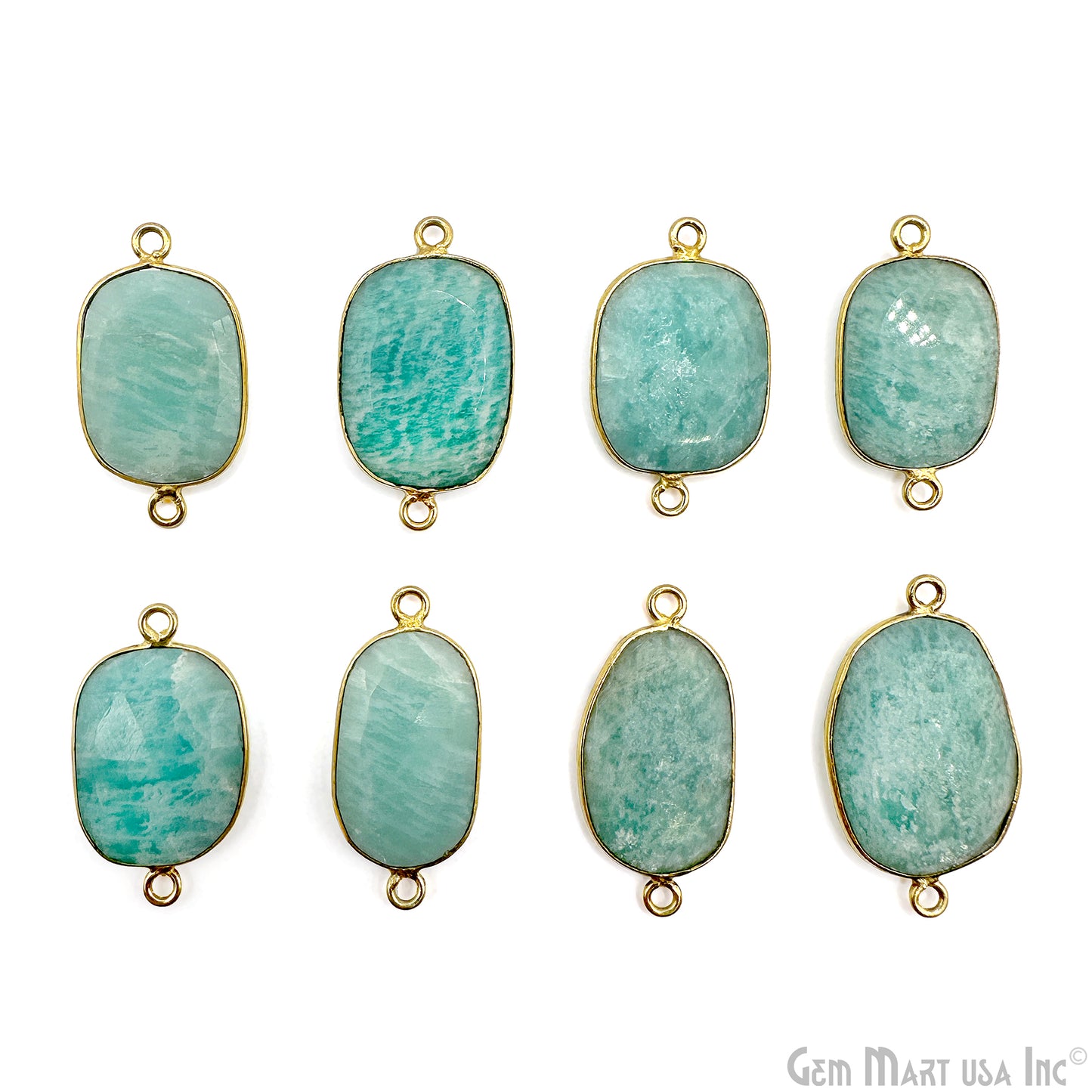 Amazonite Free Form Gold Plated Bezel Gemstone Connector 18mm Appx.