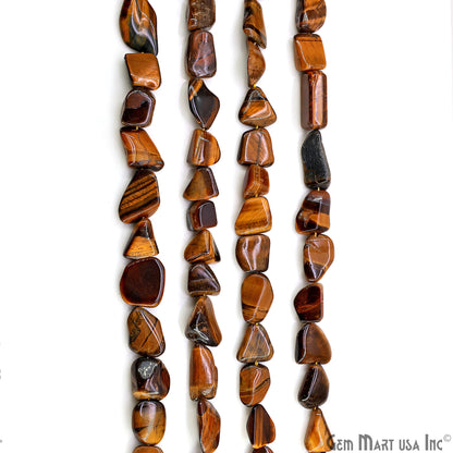 Tiger Eye Tumble Beads Free Form Drilled Beads 8-11X15-25mm Waist Beads, Rondelle Bead Strand 14 Inch