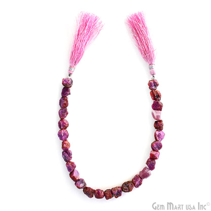 Ruby Rough Beads, 9 Inch Gemstone Strands, Drilled Strung Briolette Beads, Free Form, 7x5mm