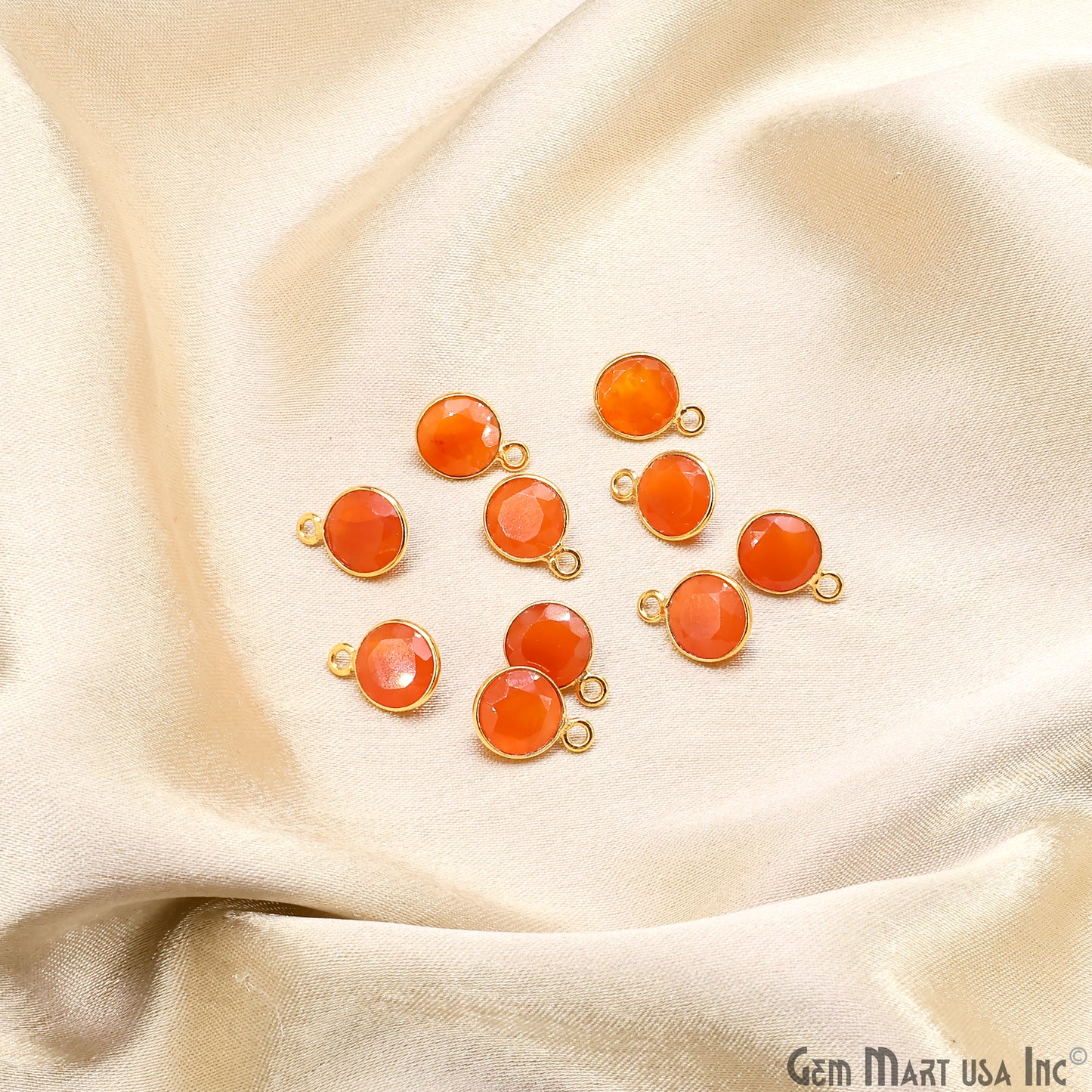 Round 8mm Brilliant Cut Gold Plated Bezel Single Bail Gemstone Connector