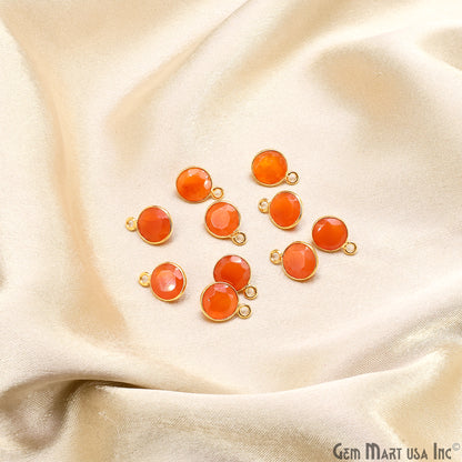 Round 8mm Brilliant Cut Gold Plated Bezel Single Bail Gemstone Connector