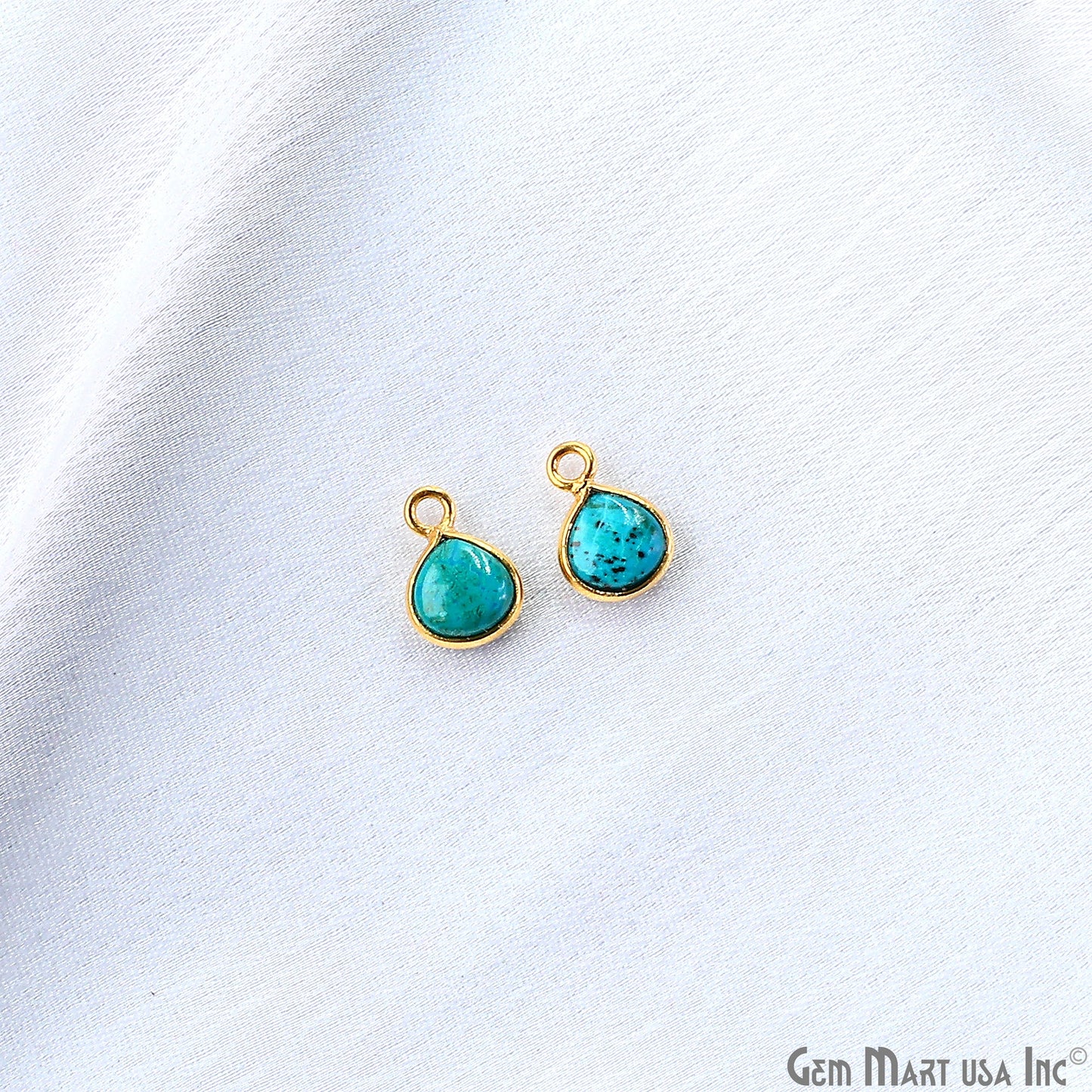 Chrysocolla Heart 6mm Gold Plated Single Bail Bezel Gemstone Connector