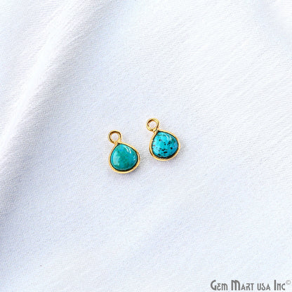 Chrysocolla Heart 6mm Gold Plated Single Bail Bezel Gemstone Connector