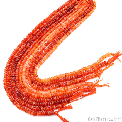 Carnelian Smooth Round Drilled Beads 4-6mm Waist Beads, Rondelle Bead Strand 13 Inch