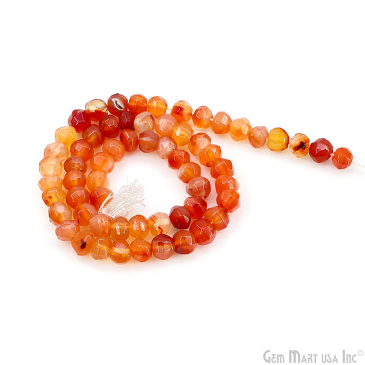 Carnelian Faceted Drilled Beads 5-7mm Waist Beads, Rondelle Bead Strand 13 Inch