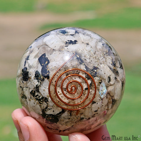 Rainbow Moonstone Healing Gemstone Sphere 2" - Reiki Meditation Ball, Chakra Balancing, Orgone Energy Spiritual Healing, Home Decor