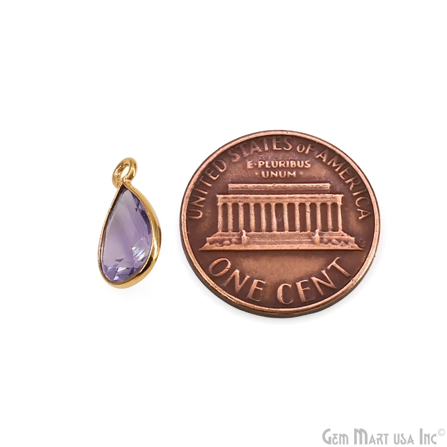 Pears 7x10mm Brilliant Cut Gold Plated Bezel Single Bail Connector