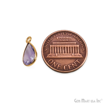 Pears 7x10mm Brilliant Cut Gold Plated Bezel Single Bail Connector