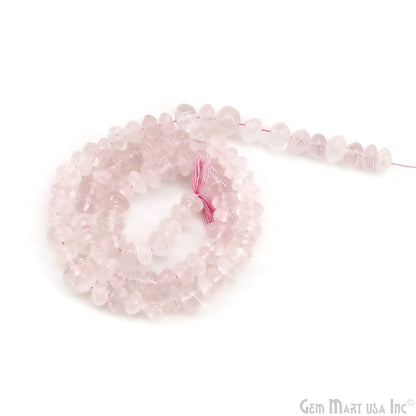 Rose Quartz Smooth Round Drilled Beads 4-6mm Waist Beads, Rondelle Bead Strand 13 Inch