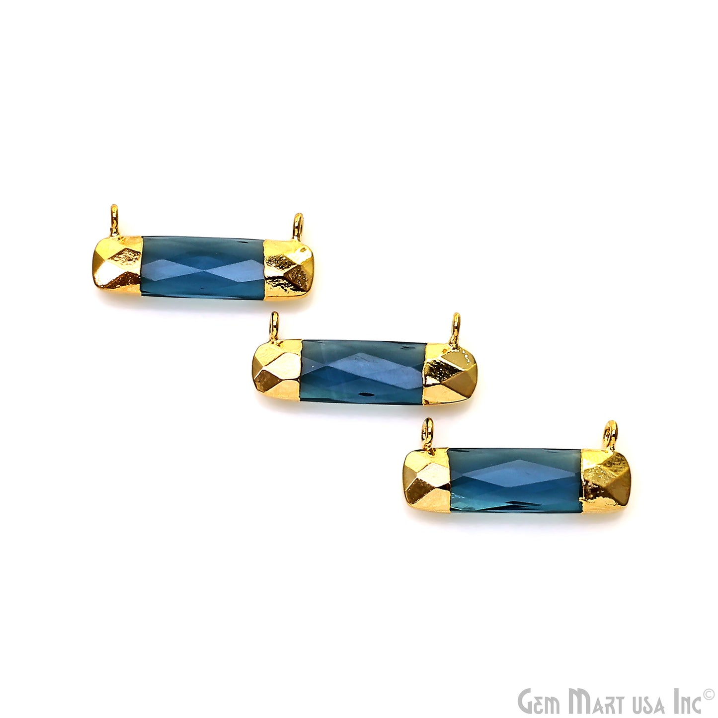 Iolite Rectangle 28x12mm Gold Electroplated Cat Bail Connector