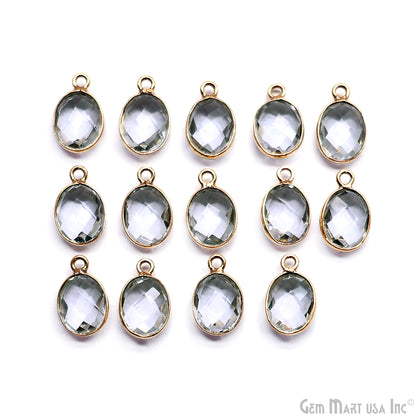 Oval 8x10mm Gold Bezel Single Bail Gemstone Connector