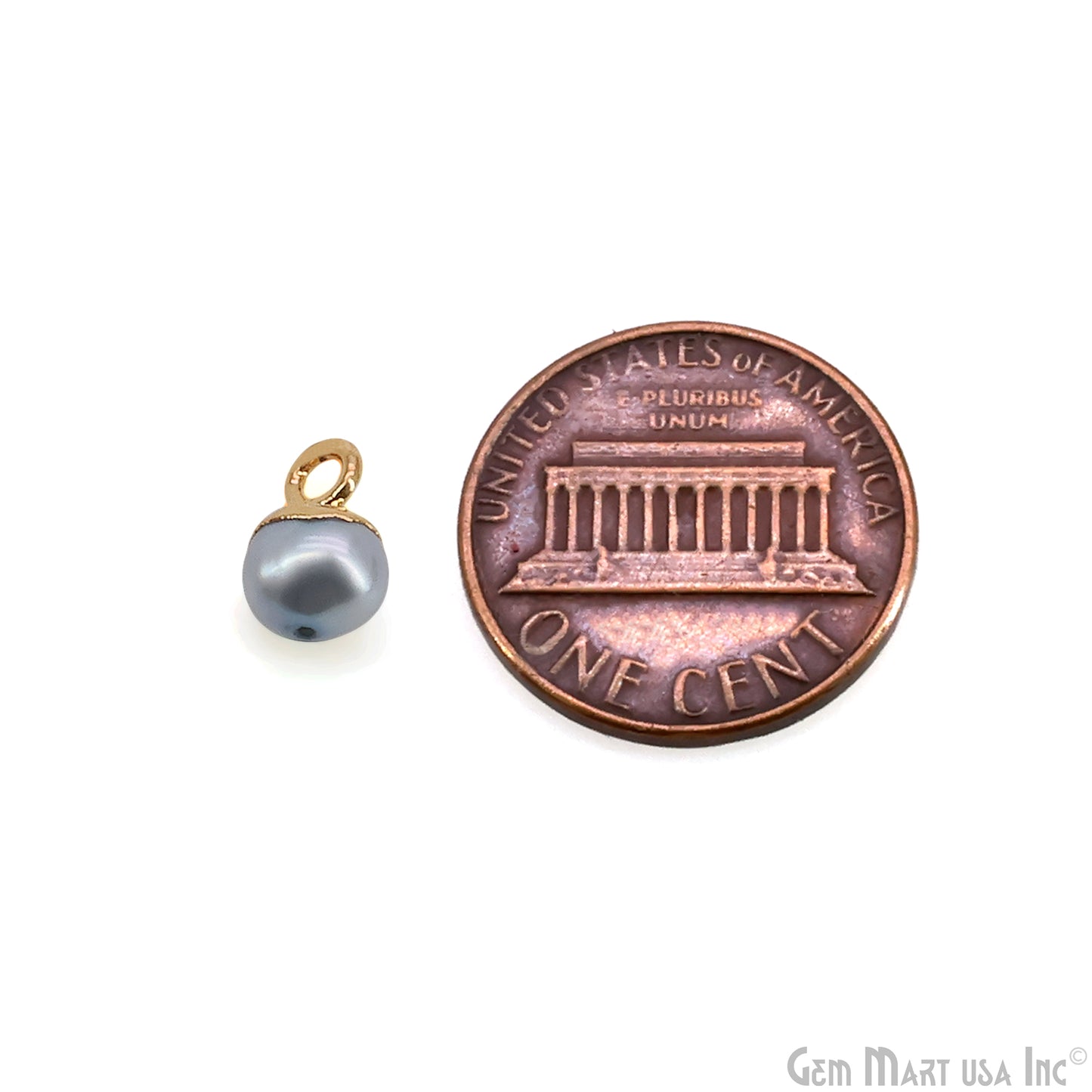 Pearl Freeform Cabochon Charm With Gold Electroplated Cap Single Bail Pendant