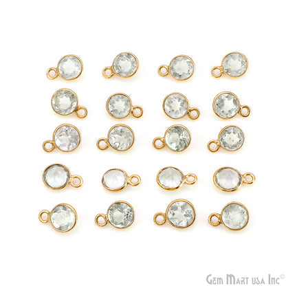 Round 7mm Brilliant Cut Gold Plated Bezel Single Bail Gemstone Connector